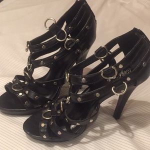 Black strappy heels